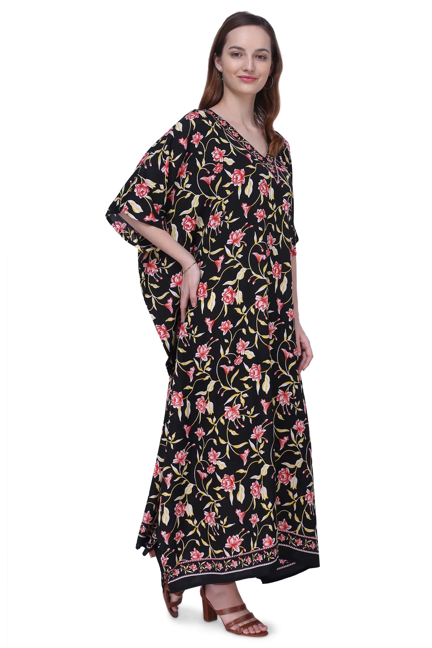 Women Long Kaftans Summer Holiday Caftan Dress 3 Colors S-3XL
