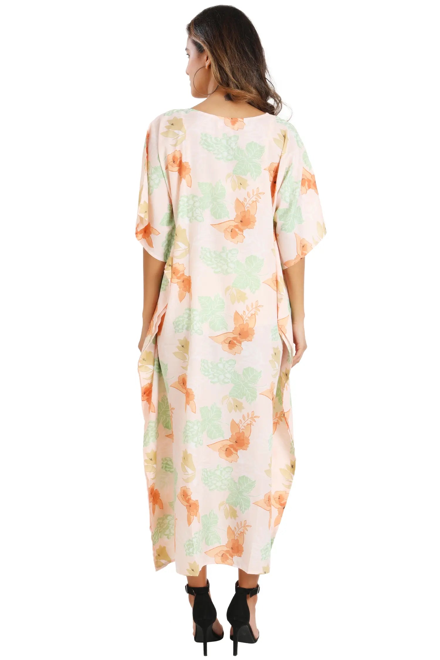 Women Long Kaftans Summer Holiday Caftan Dress Pink S-3XL