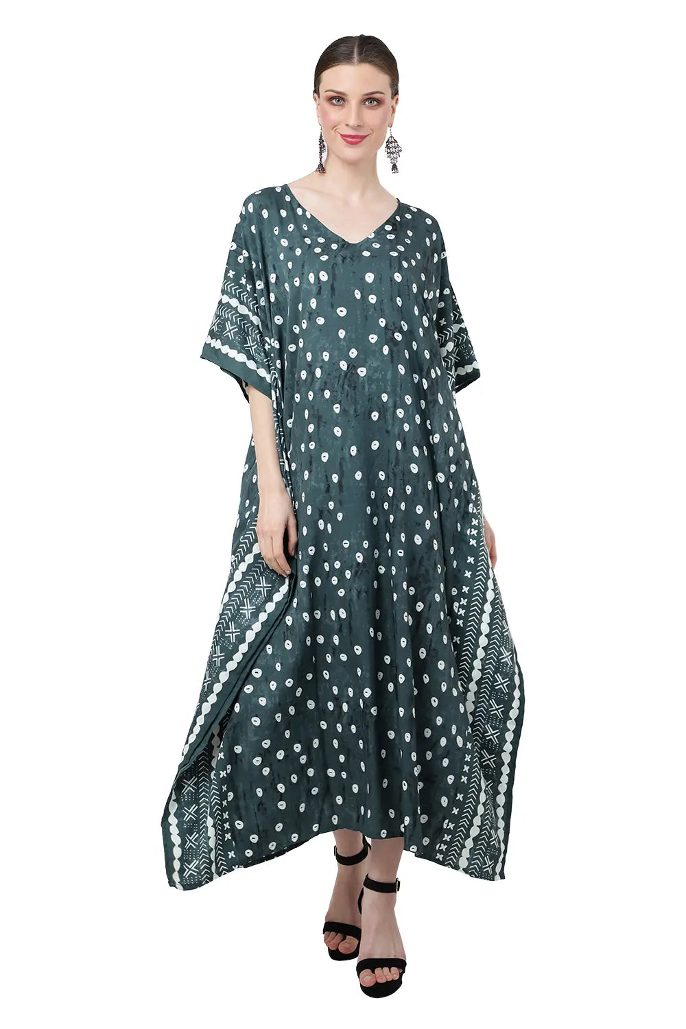 Women Long Kaftans Summer Holiday Caftan Dress Soothing Green S-3XL
