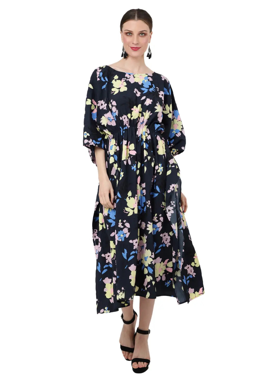 Women Midi Kaftans Summer Holiday Caftan Dress Red S-3XL