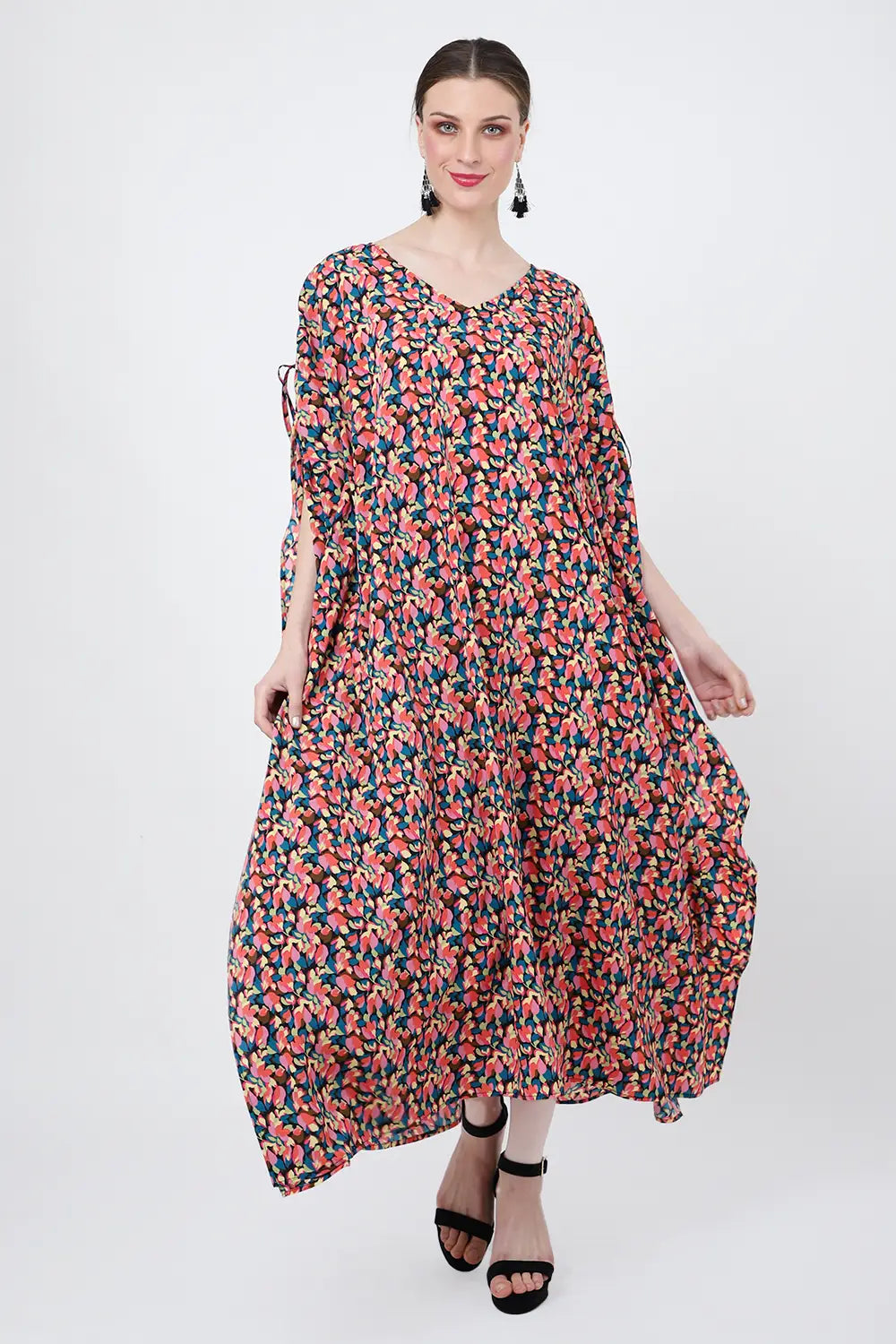 Women Midi Kaftans Summer Holiday Caftan Dress Floral S-3XL