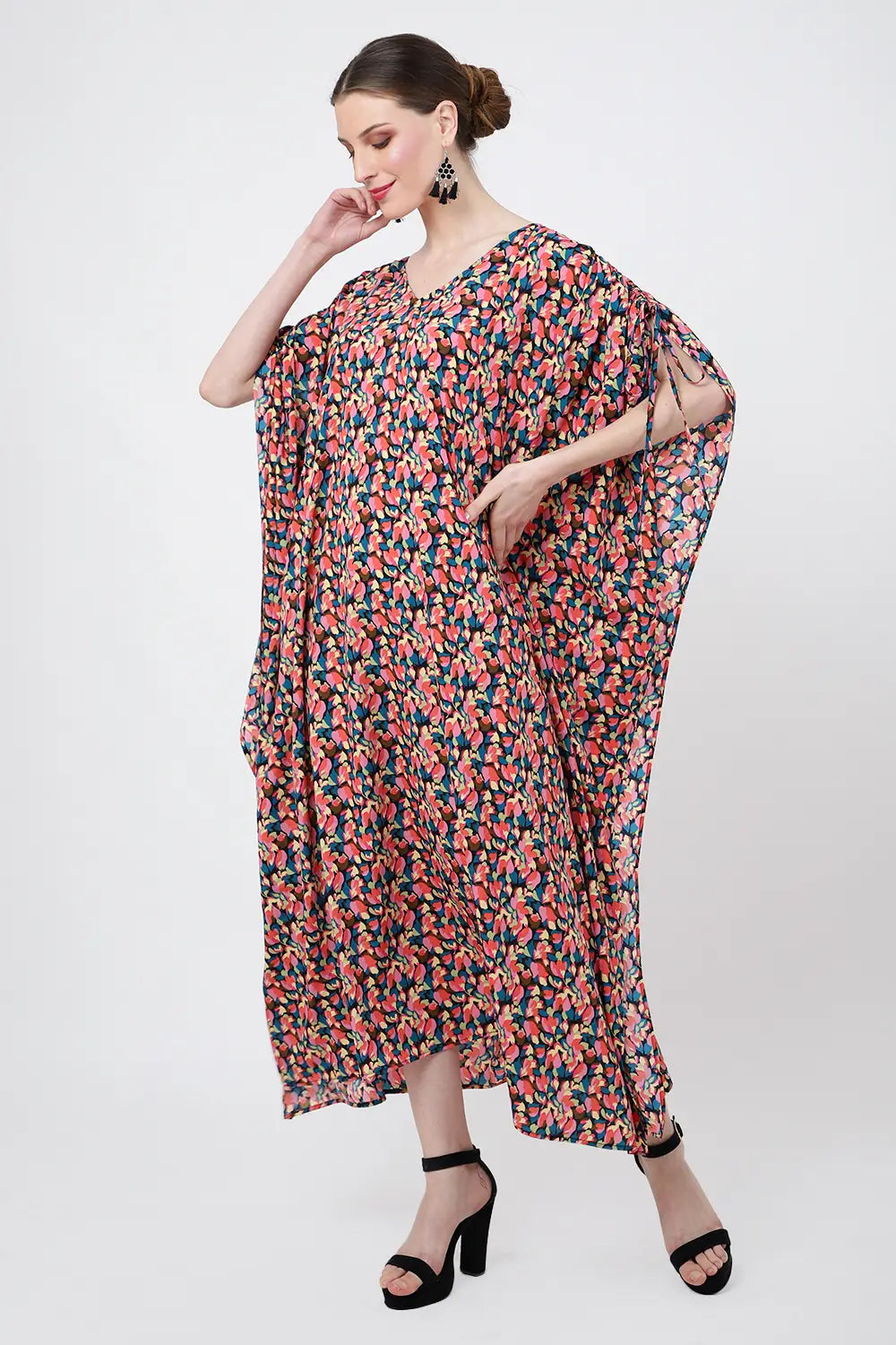 Women Midi Kaftans Summer Holiday Caftan Dress Floral S-3XL