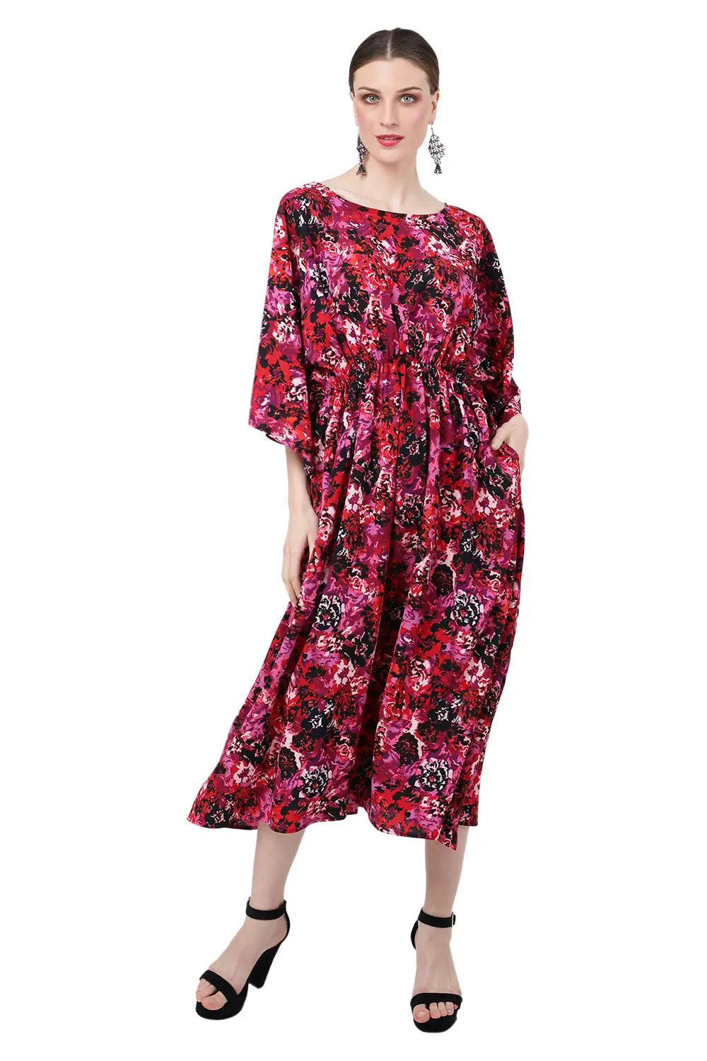 Women Midi Kaftans Summer Holiday Caftan Dress Floral S-3XL