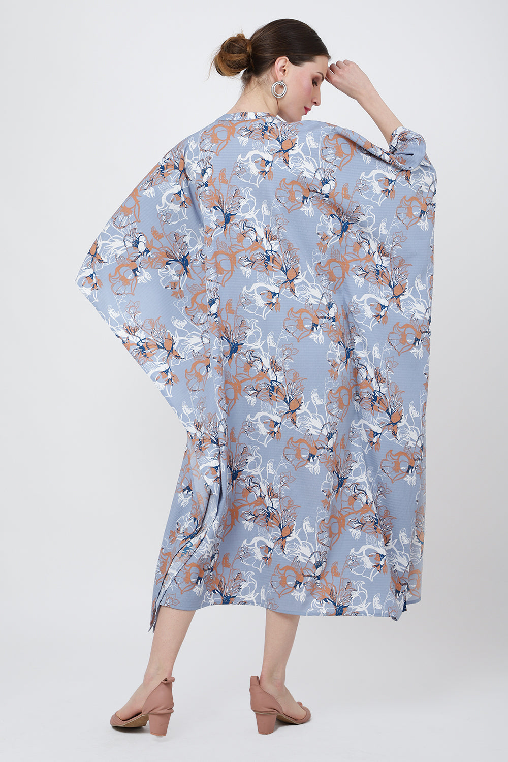 Women Midi Kaftans Summer Holiday Caftan Dress Grey S-3XL