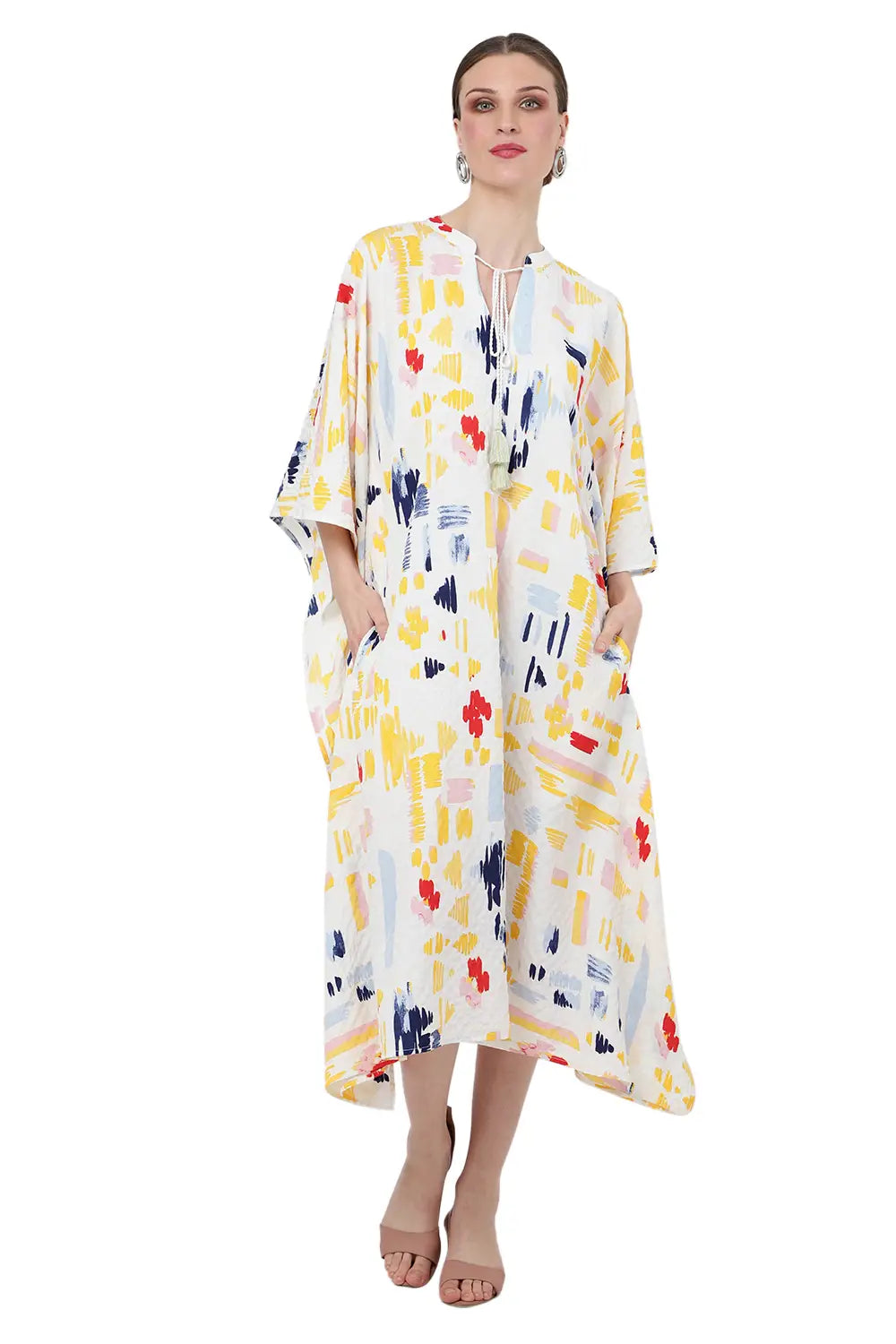 Women Midi Kaftans Summer Holiday Caftan Dress White S-3XL