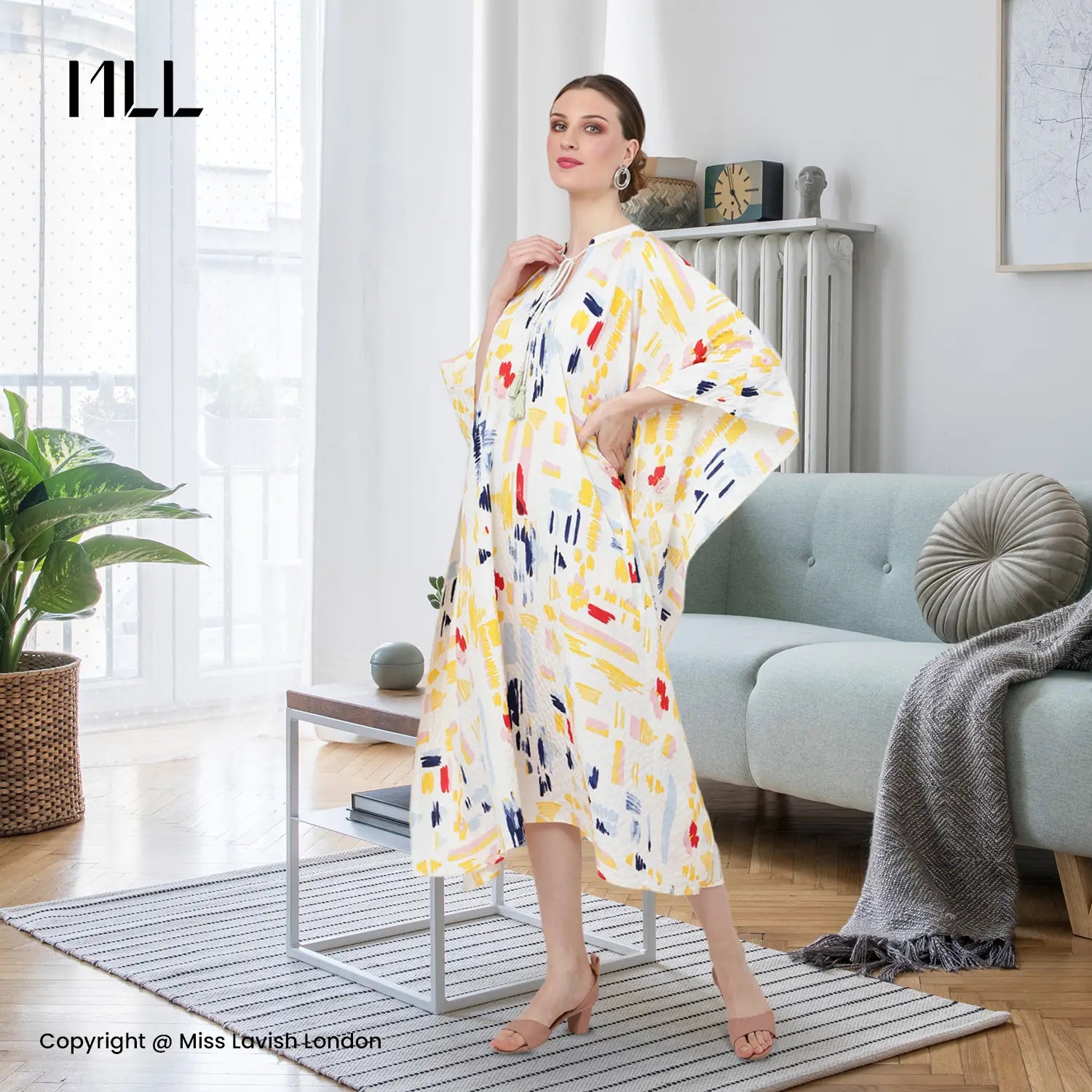 Women Midi Kaftans Summer Holiday Caftan Dress White S-3XL