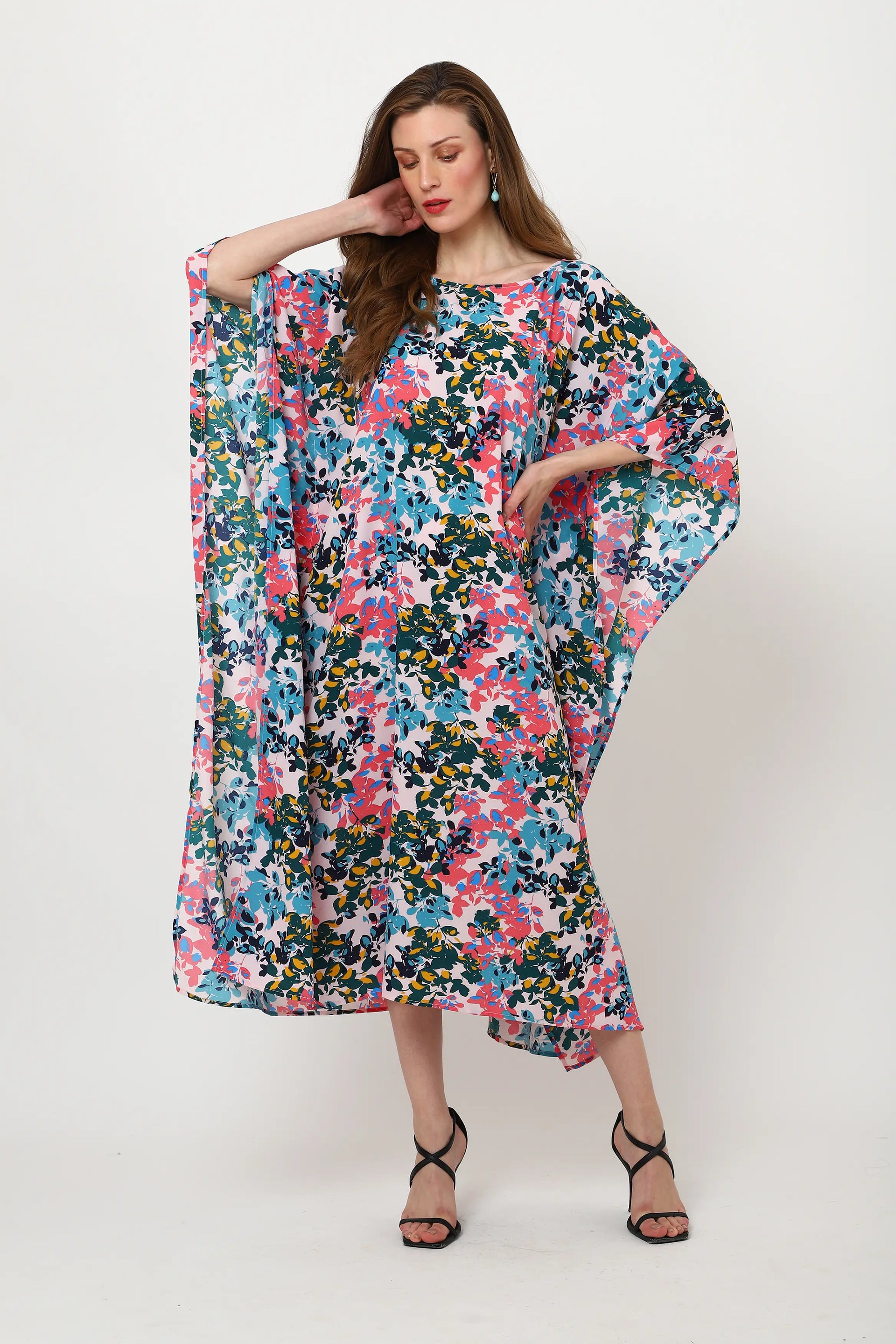 Women Midi Kaftans Summer Holiday Caftan Dress Red S - 3XL