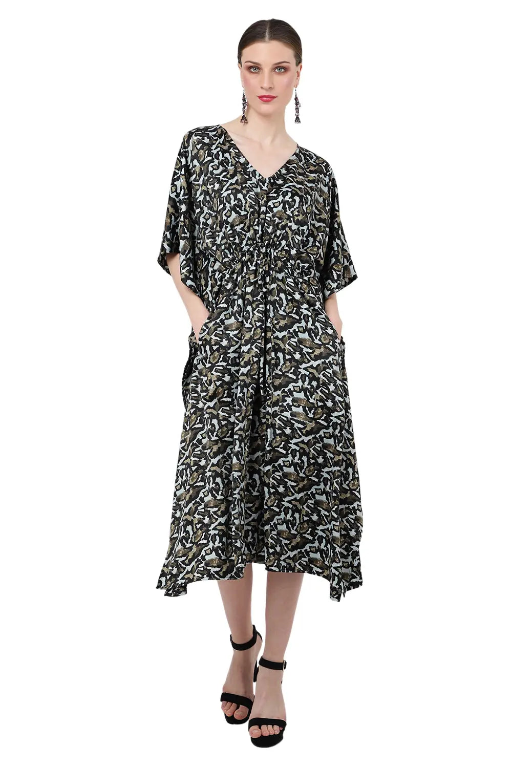 Women Midi Kaftans Summer Holiday Caftan Dress Black S-3XL