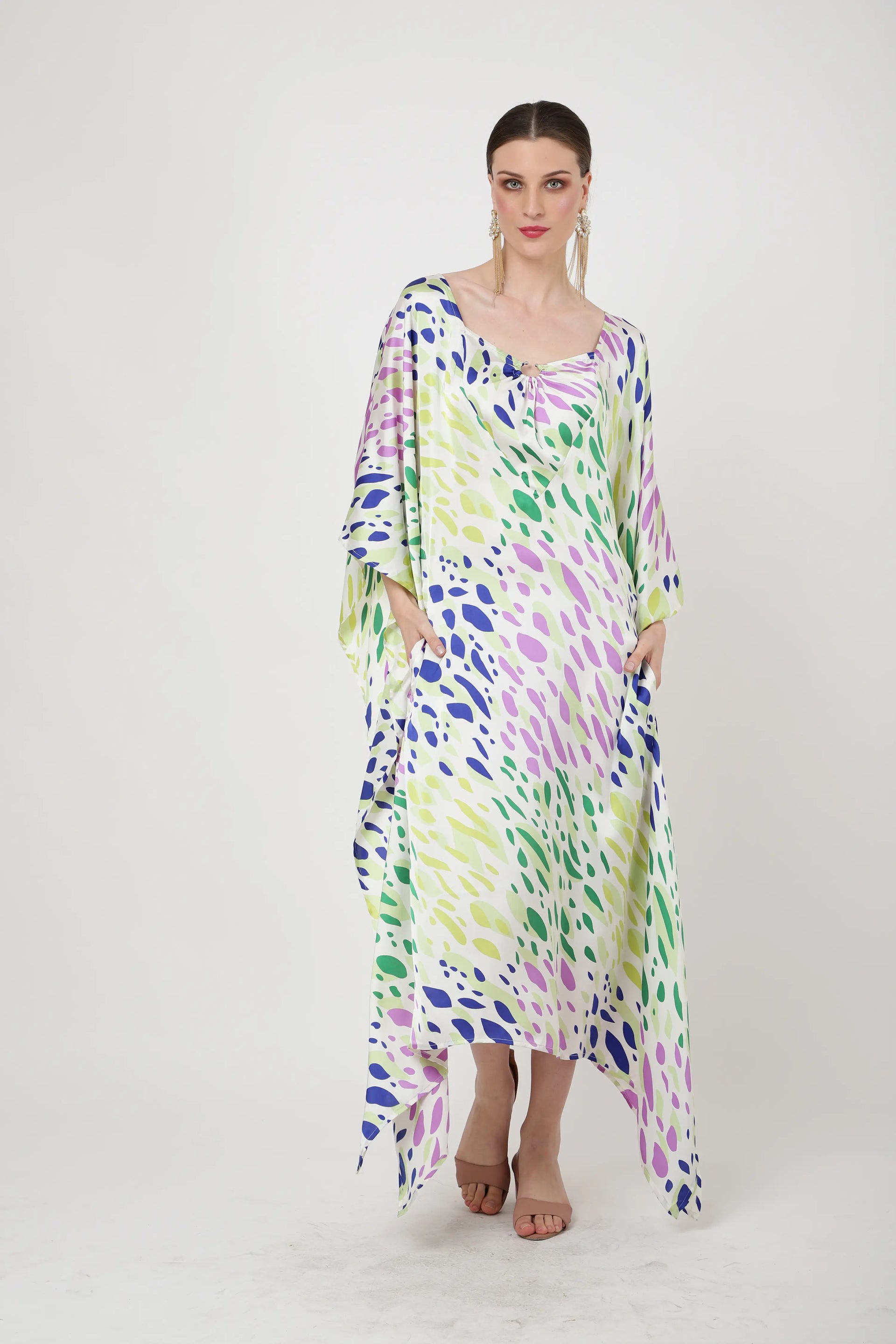 Women Midi Kaftans Summer Holiday Caftan Dress Multicolor S-3XL
