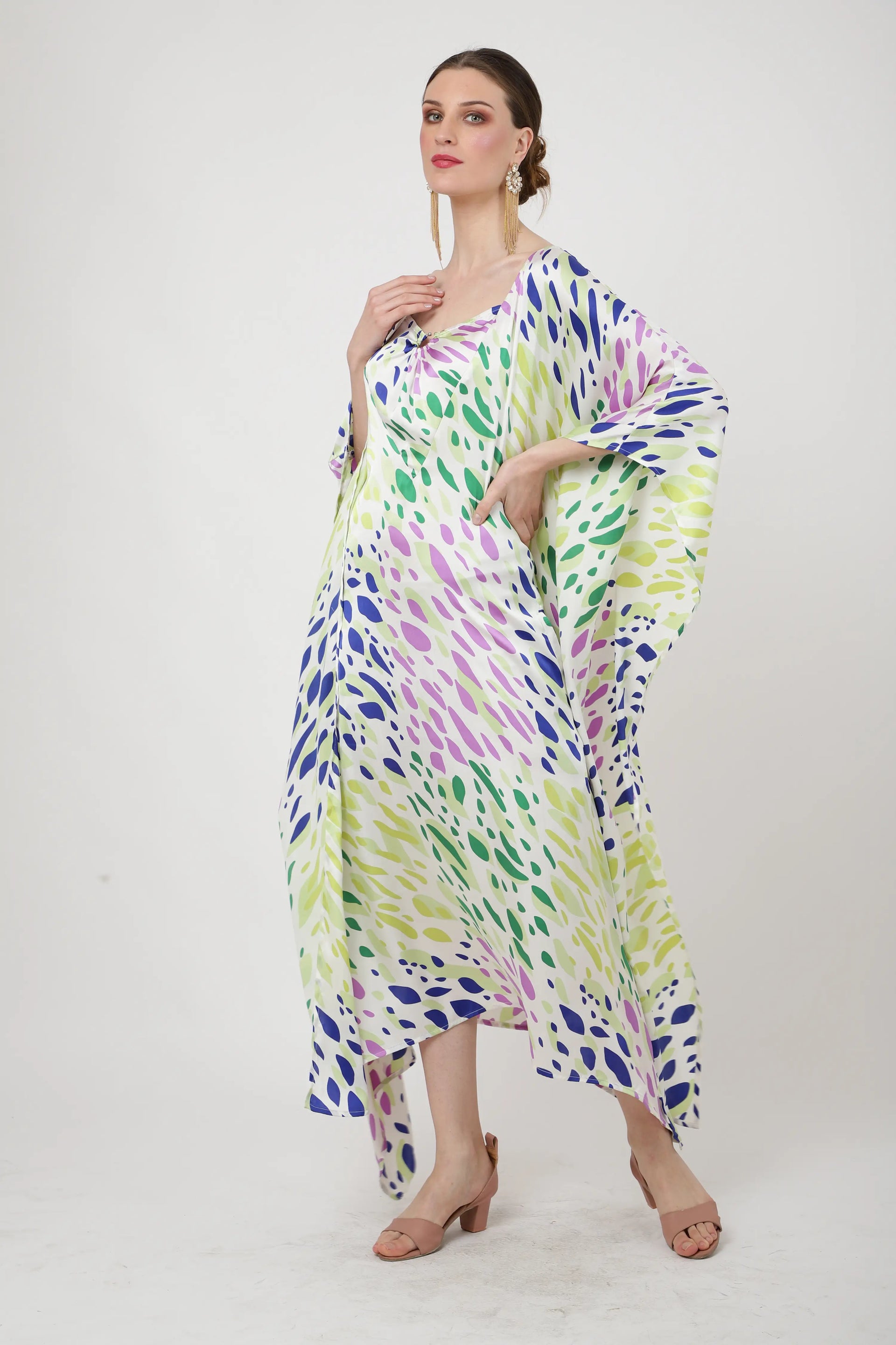 Women Midi Kaftans Summer Holiday Caftan Dress Multicolor S-3XL