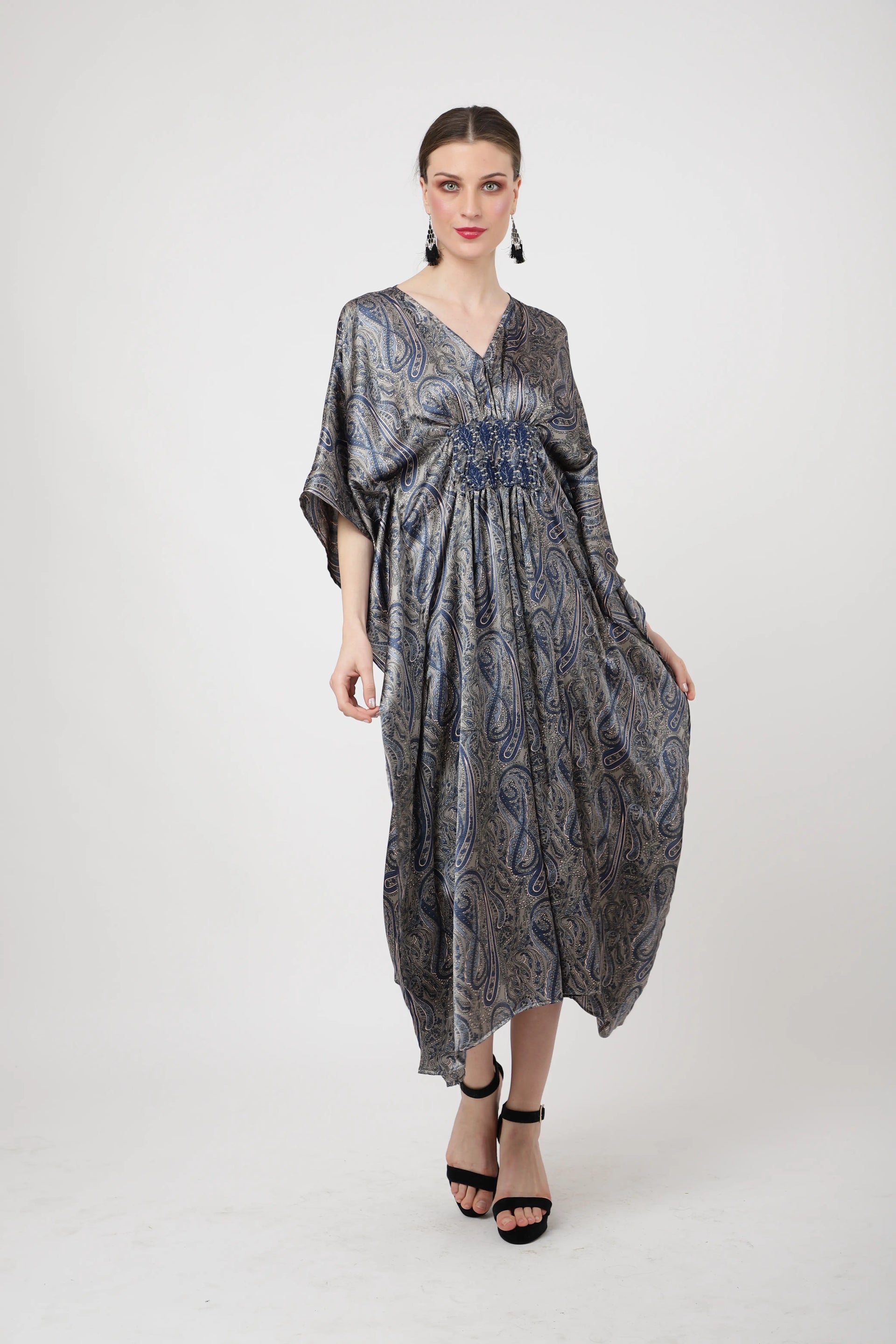 Women Midi Kaftans Summer Holiday Caftan Dress Paisley S-3XL