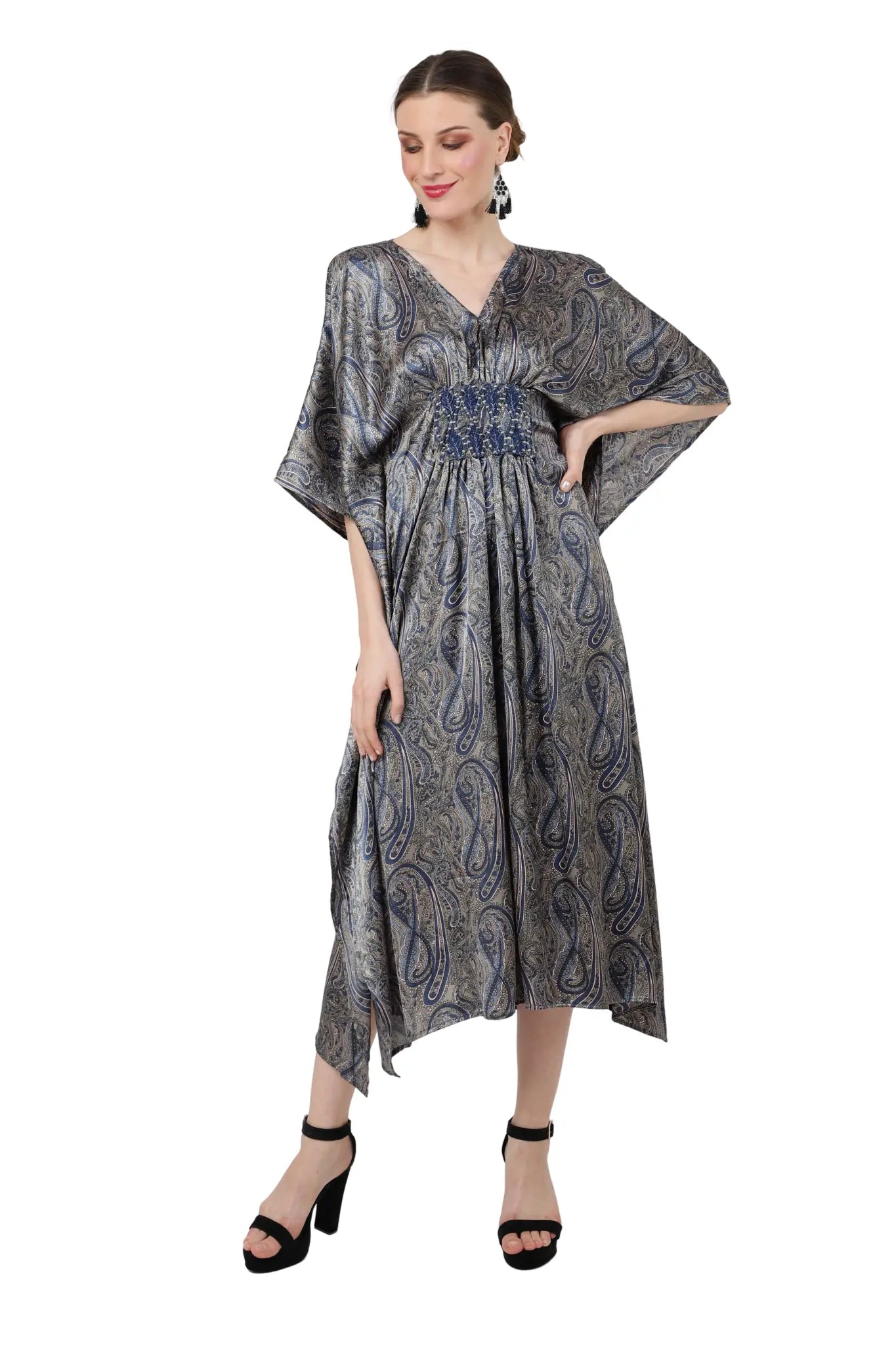 Women Midi Kaftans Summer Holiday Caftan Dress Paisley S-3XL