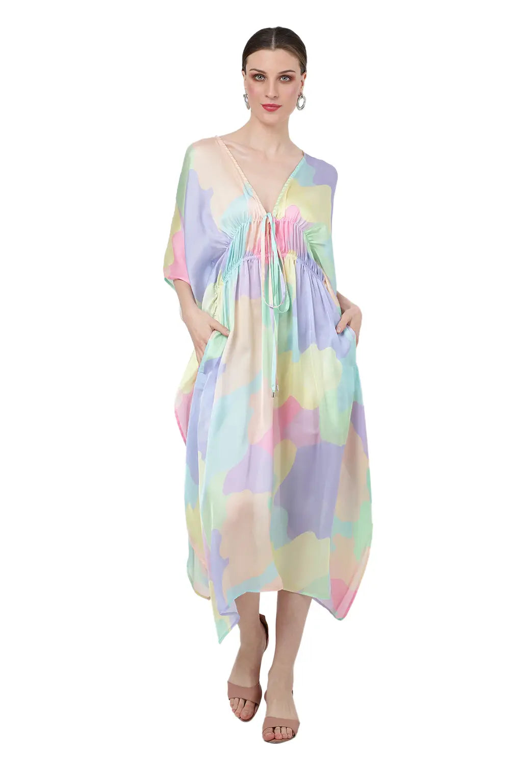 Women Midi Kaftans Summer Holiday Caftan Dress Abstract S-3XL