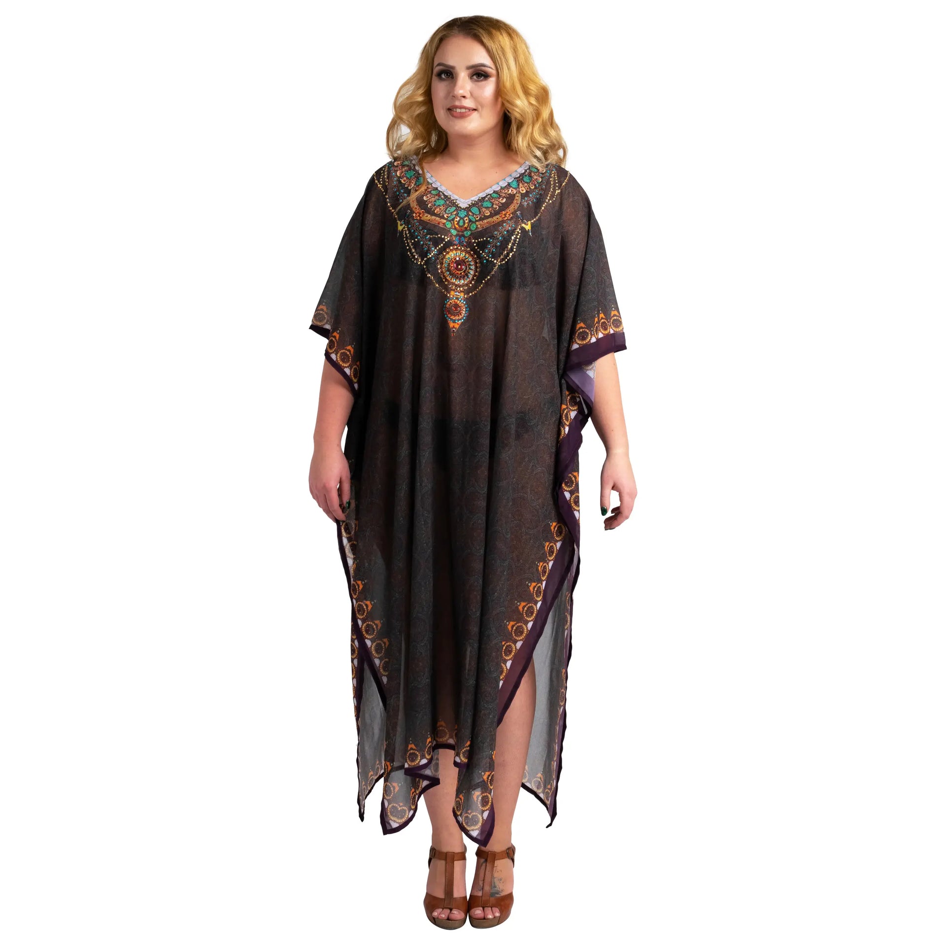 Women Long Kaftans Beach Caftan Dress 3 Colors S-3XL