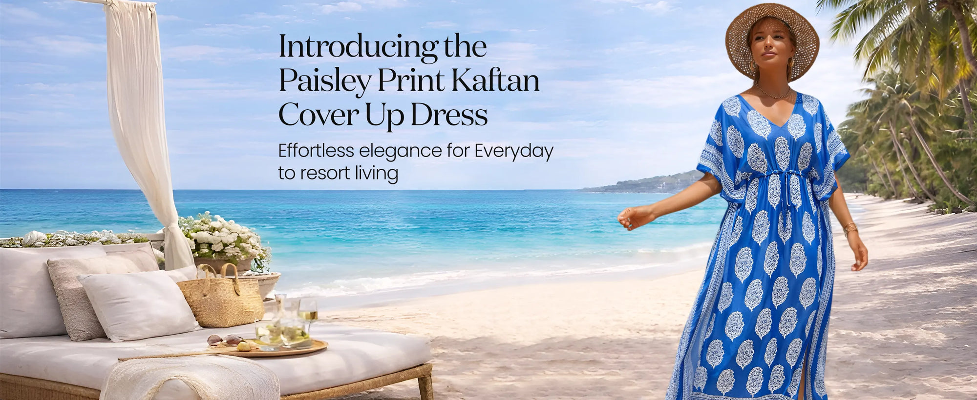 Floral Kaftan Summer Dresses Tassel Strings Waist Blue, S-3XL