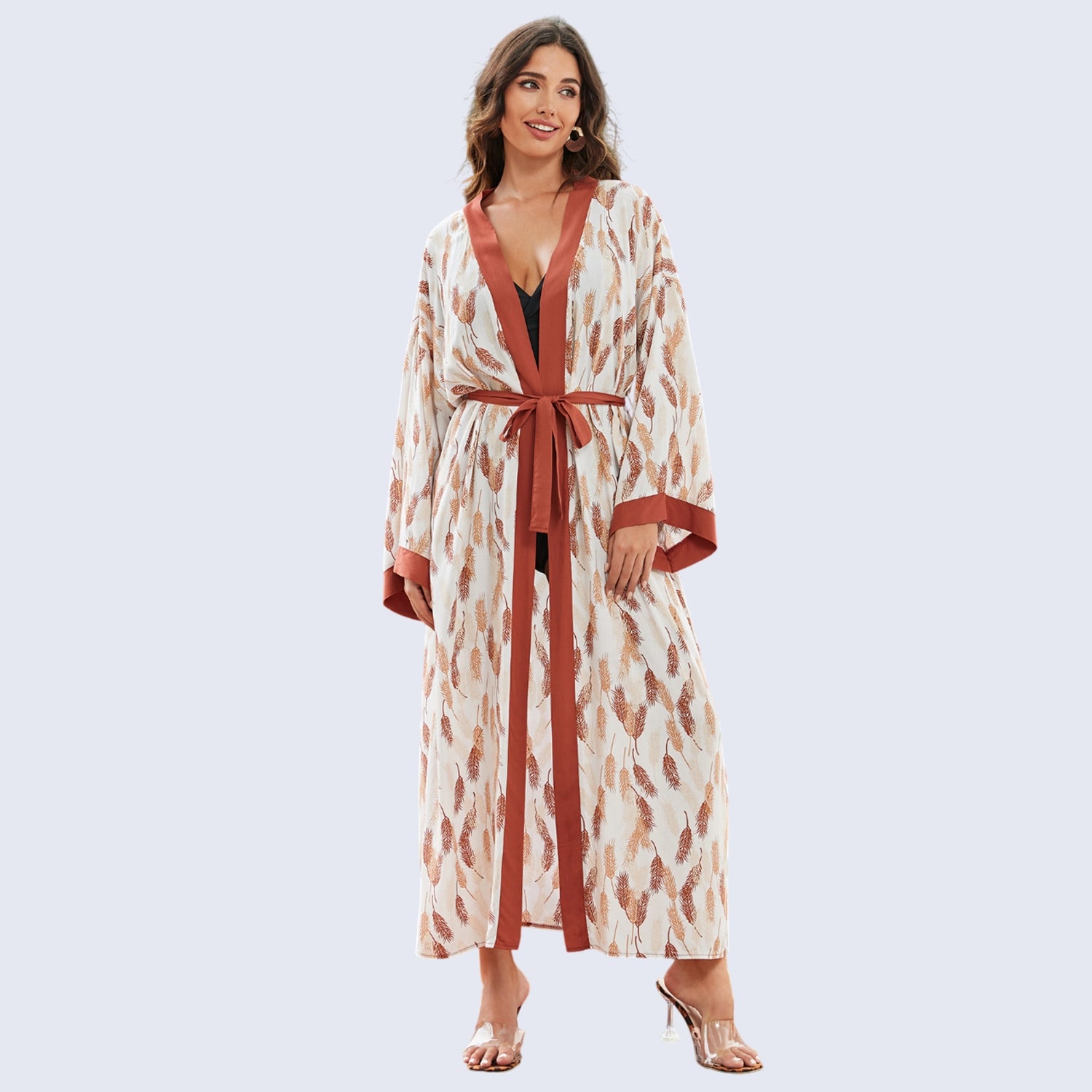 Plus Size Kaftan Dresses for Women–Long Moroccan Caftan Dress-Brown, One Size
