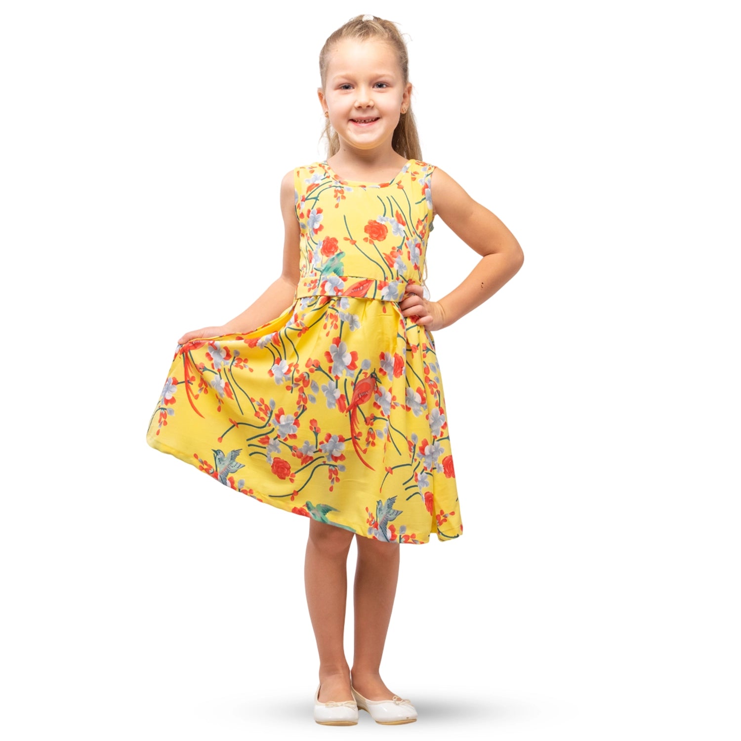 Girls Kids Vintage Audrey Hepburn Style sizes Bird Print - Available in 3 Colors