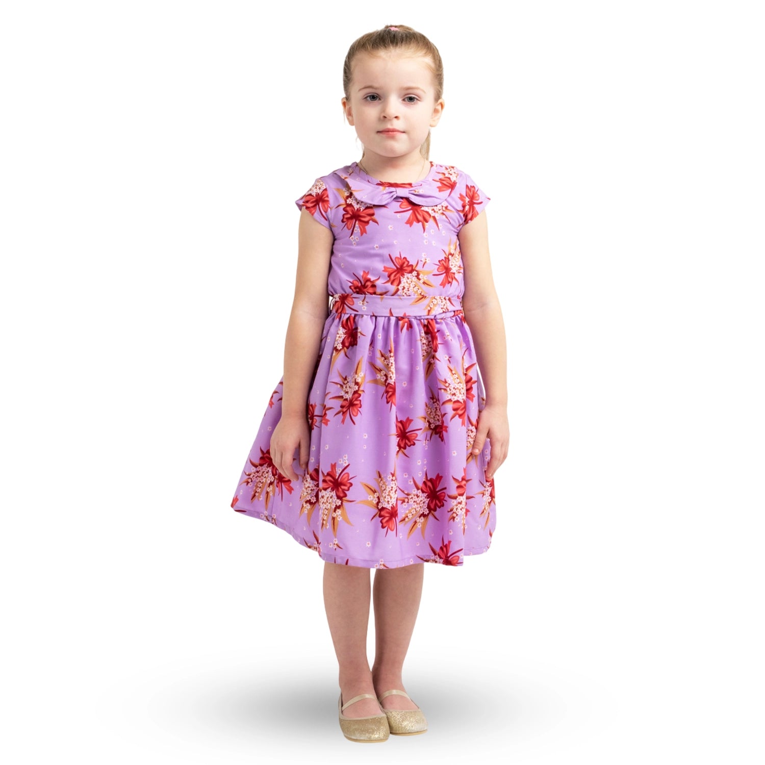 Girls Kids Vintage Style Peter Pan Collar Dresses Butterfly Print - Available in 3 Colors