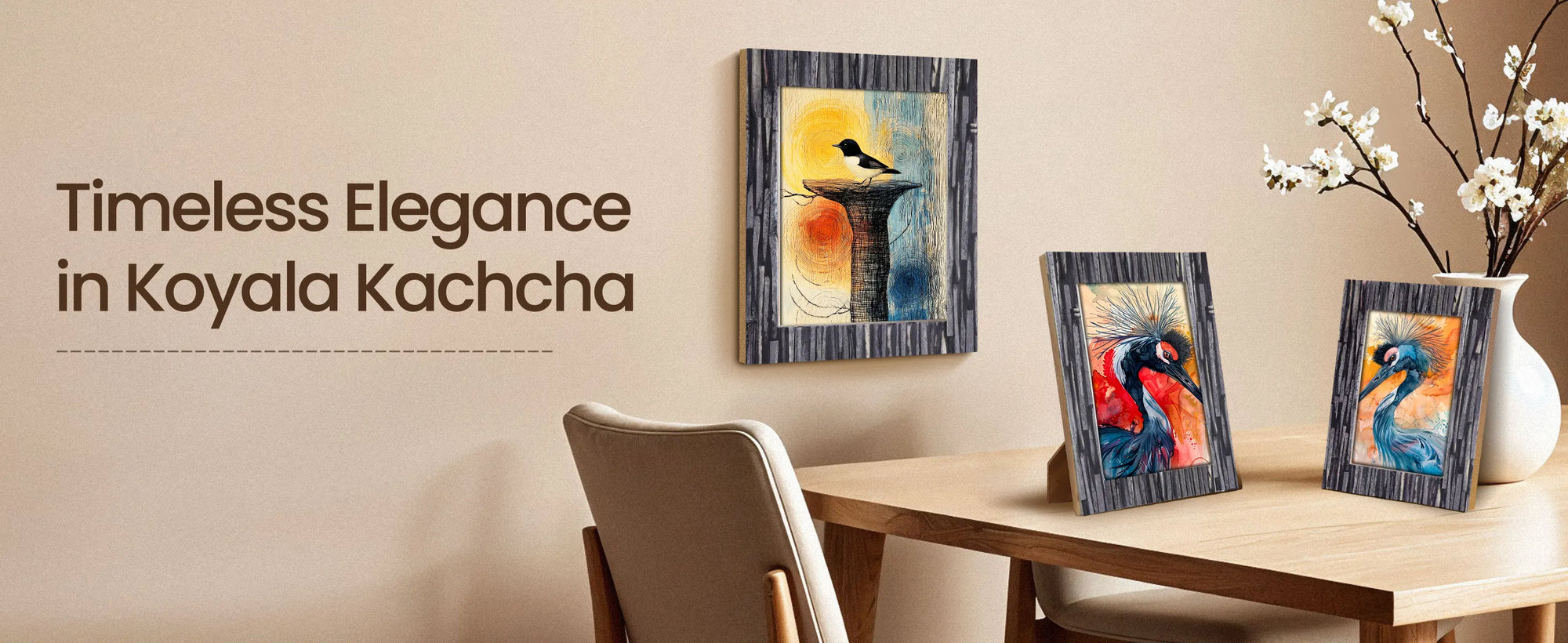 Picture Frames Koyala Kachcha Pattern Bone Inlay Collection in 3 Sizes