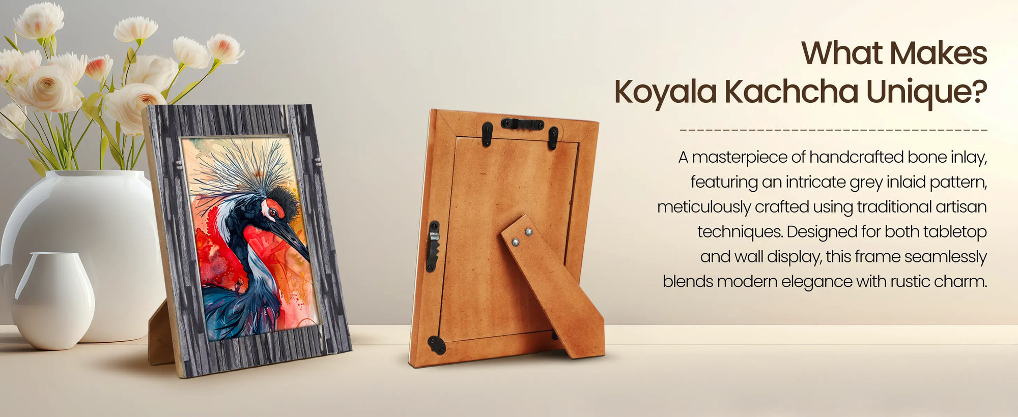 Picture Frames Koyala Kachcha Pattern Bone Inlay Collection in 3 Sizes