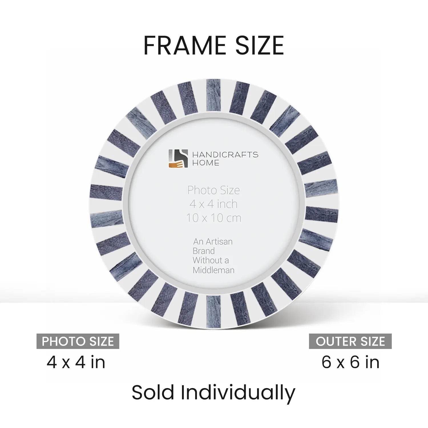 Pre-Order Round Kayala Saje Bone Inlay Photo Frame 4x4 Tabletop Wall