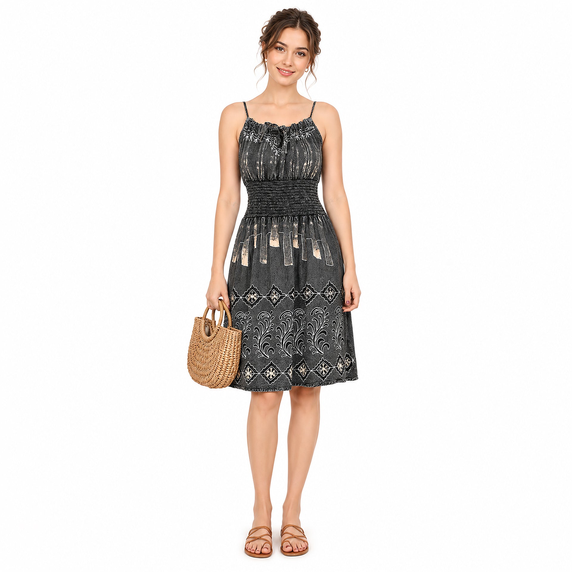 Women's Boho Smocked Sundress for Resort & Vacation Wear