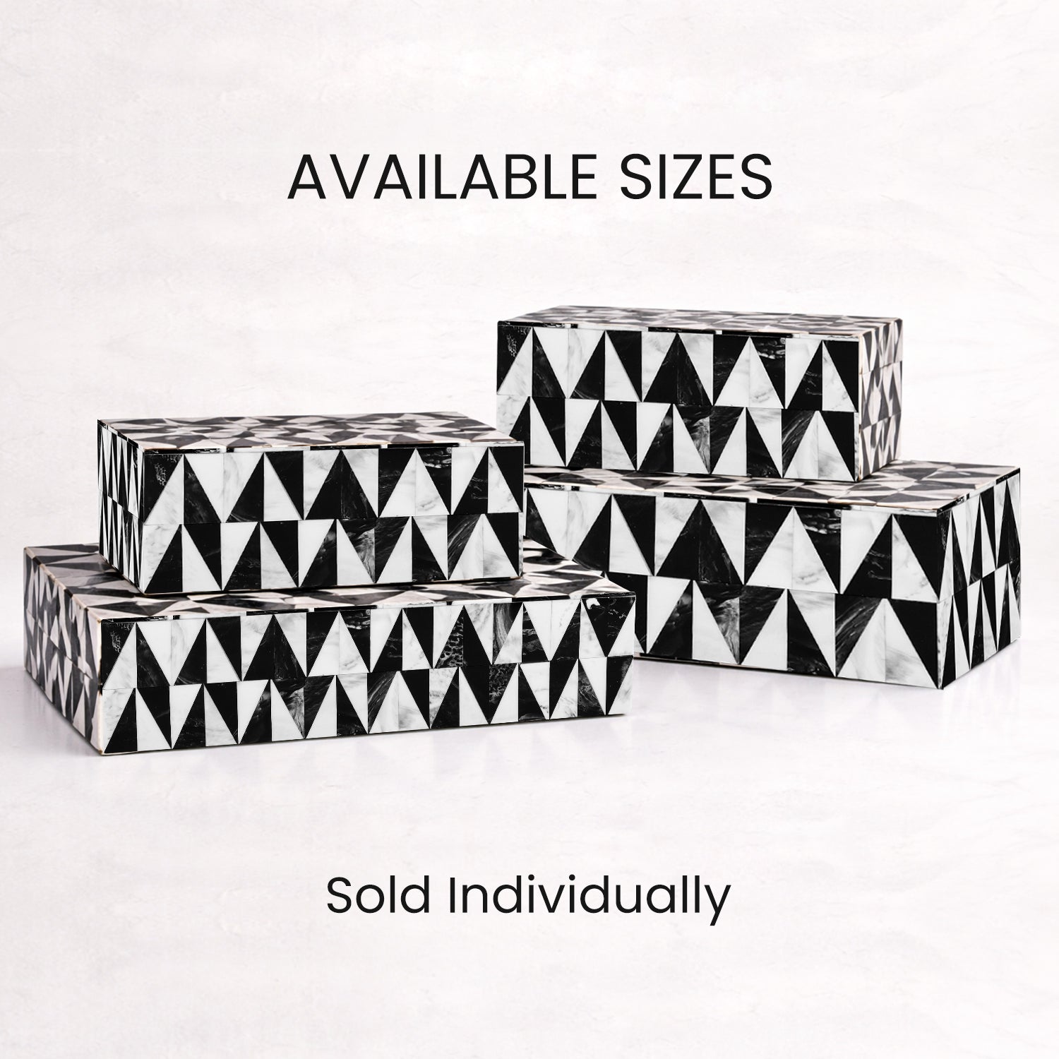 Decorative Box Medley Harlequin Resin Inlay, Black - White, 6 sizes
