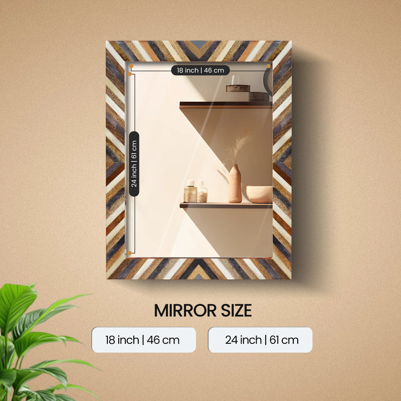 Size Chart for Make to Order Bone Inlay Wall Mirror Frame Hypno Daze Pattern 18 x 24 Inches