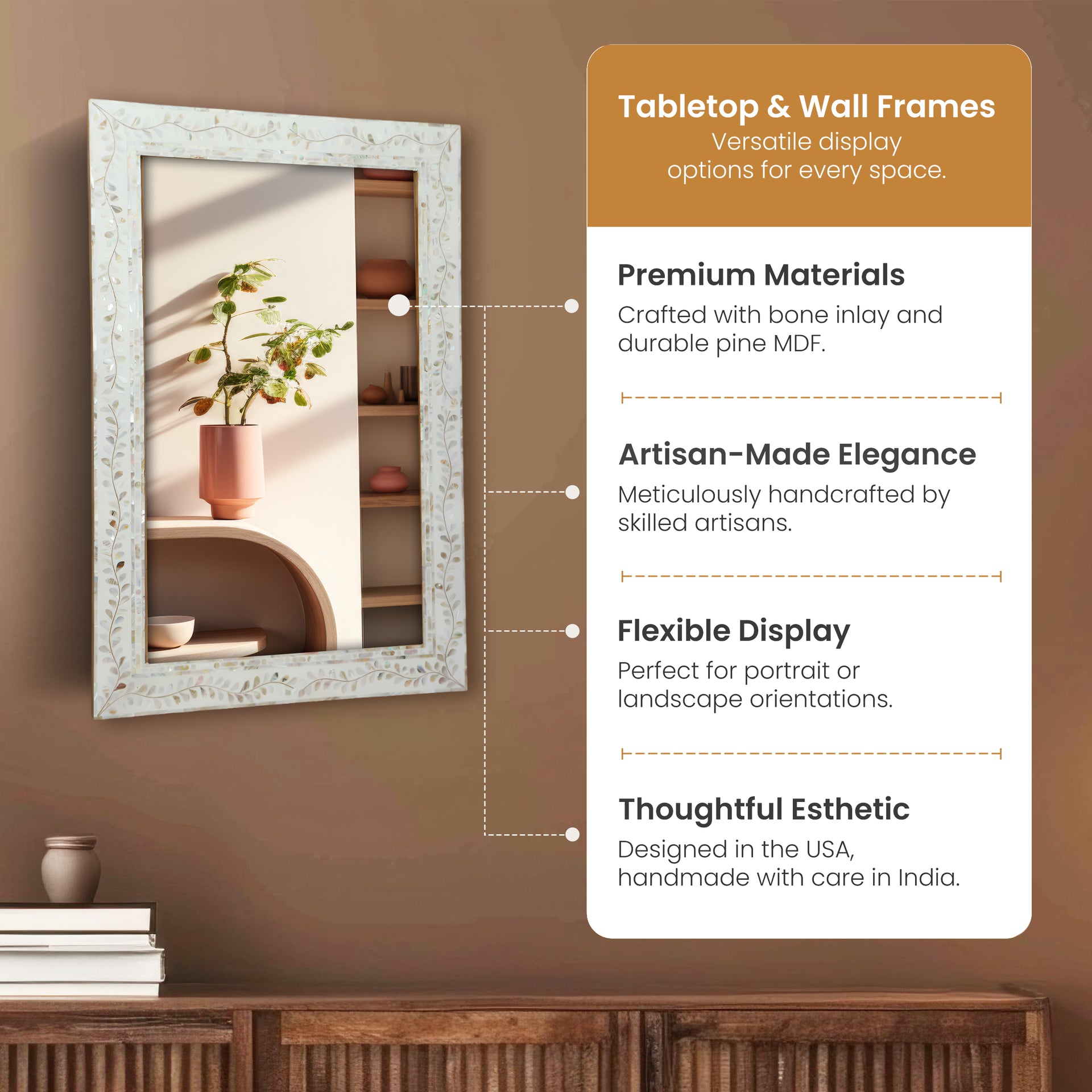 Make To Order Alhambra Pattern Mirror with Mother of Pearl & Resin Inlay Collection - 30x20 inches