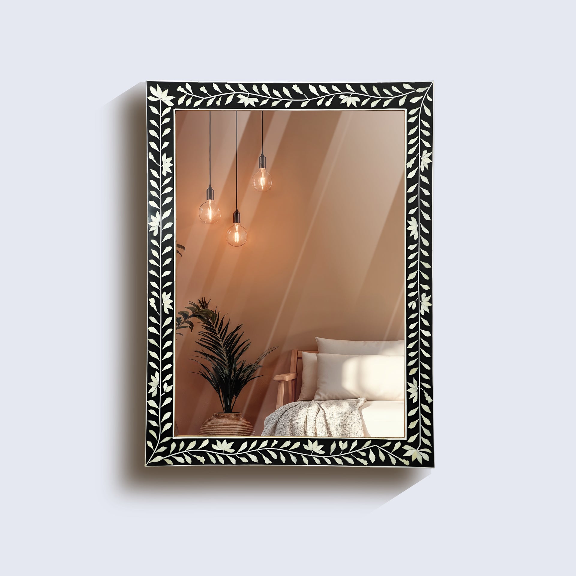 Rectangular Resin Inlay Wall Hanging Mirror Frame- 40x30