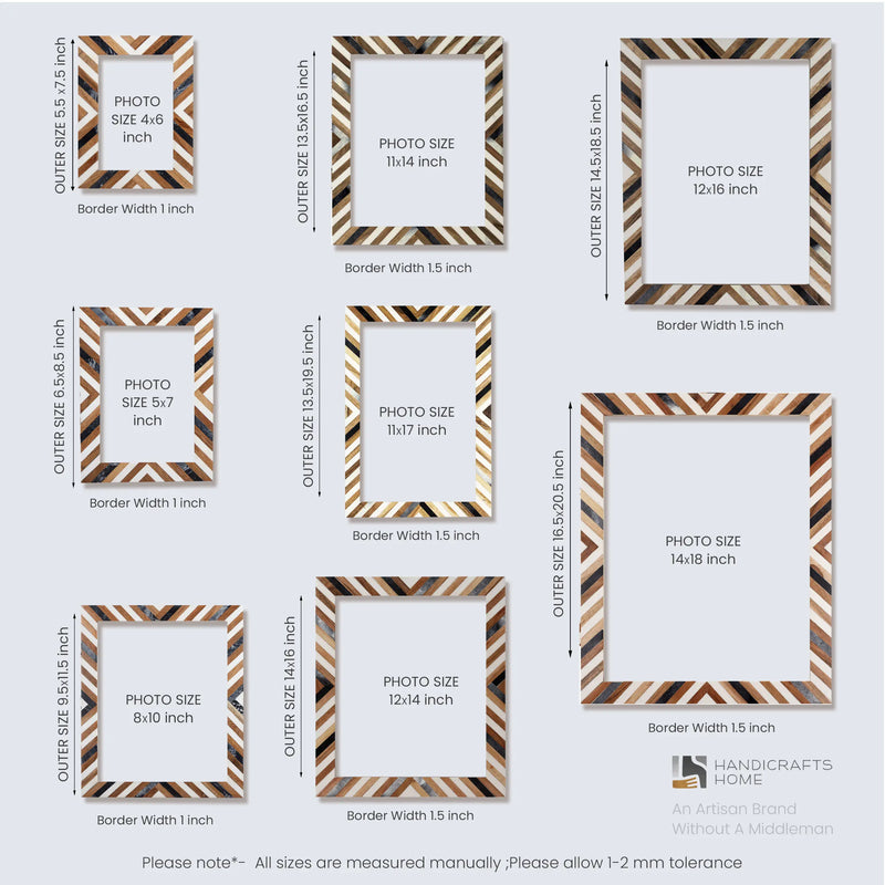 Size Chart for Picture Frames Marquet Cosmo Pattern Resin Inlay Collection in 8 Sizes, Pack of 2