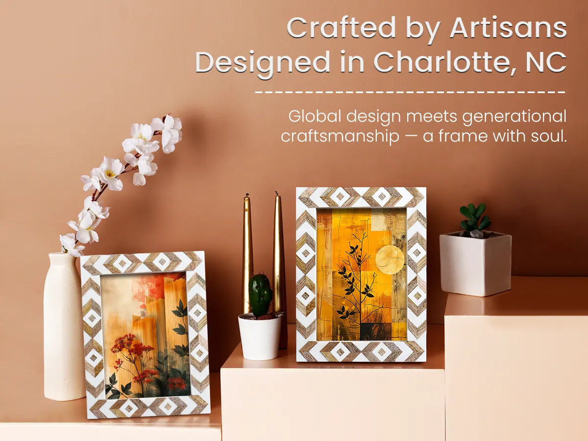 Unique Picture Frame Inlay Picture Frames Marquet Array Pattern Resin Inlay Collection Pack of 2 ...