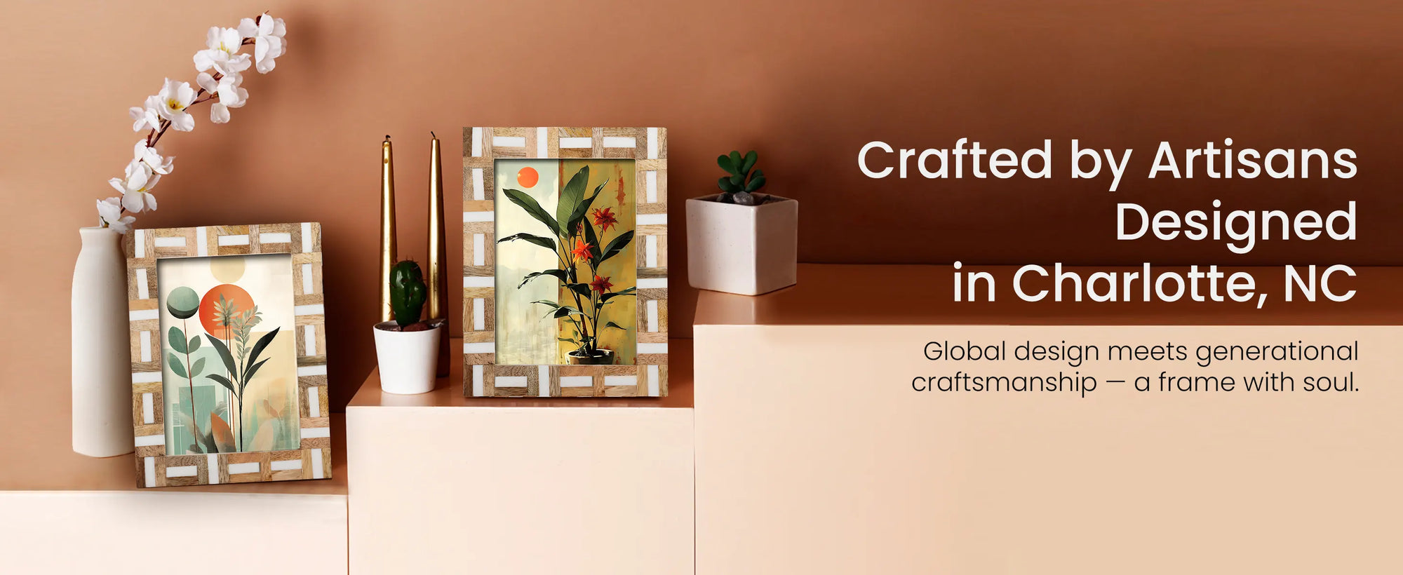 Picture Frames Marquet Chase Pattern Resin Inlay Collection in 8 Sizes, Pack of 2