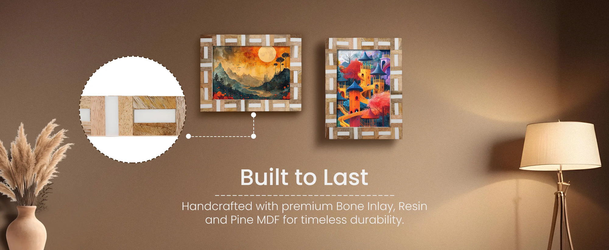 Picture Frames Marquet Chase Pattern Resin Inlay Collection in 8 Sizes, Pack of 2