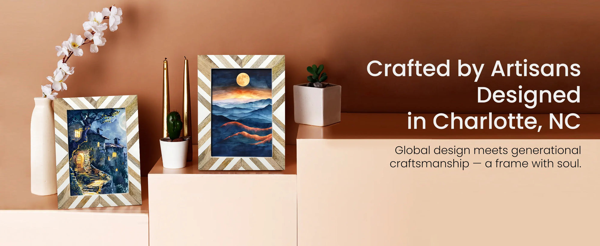 Picture Frames Marquet Chevron Pattern Resin Inlay Collection