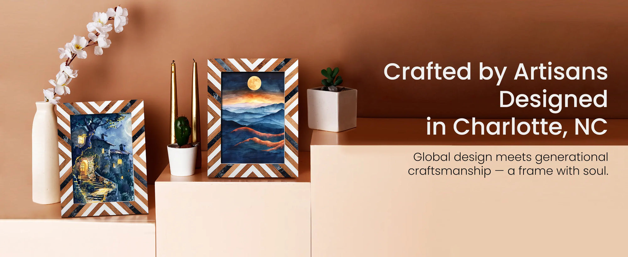 Picture Frames Marquet Cosmo Pattern Resin Inlay Collection in 8 Sizes, Pack of 2