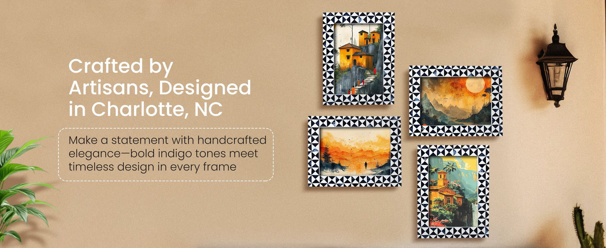 Picture Frames Marquet Indigo Pattern Resin Inlay Collection in 8 Sizes, Pack of 2