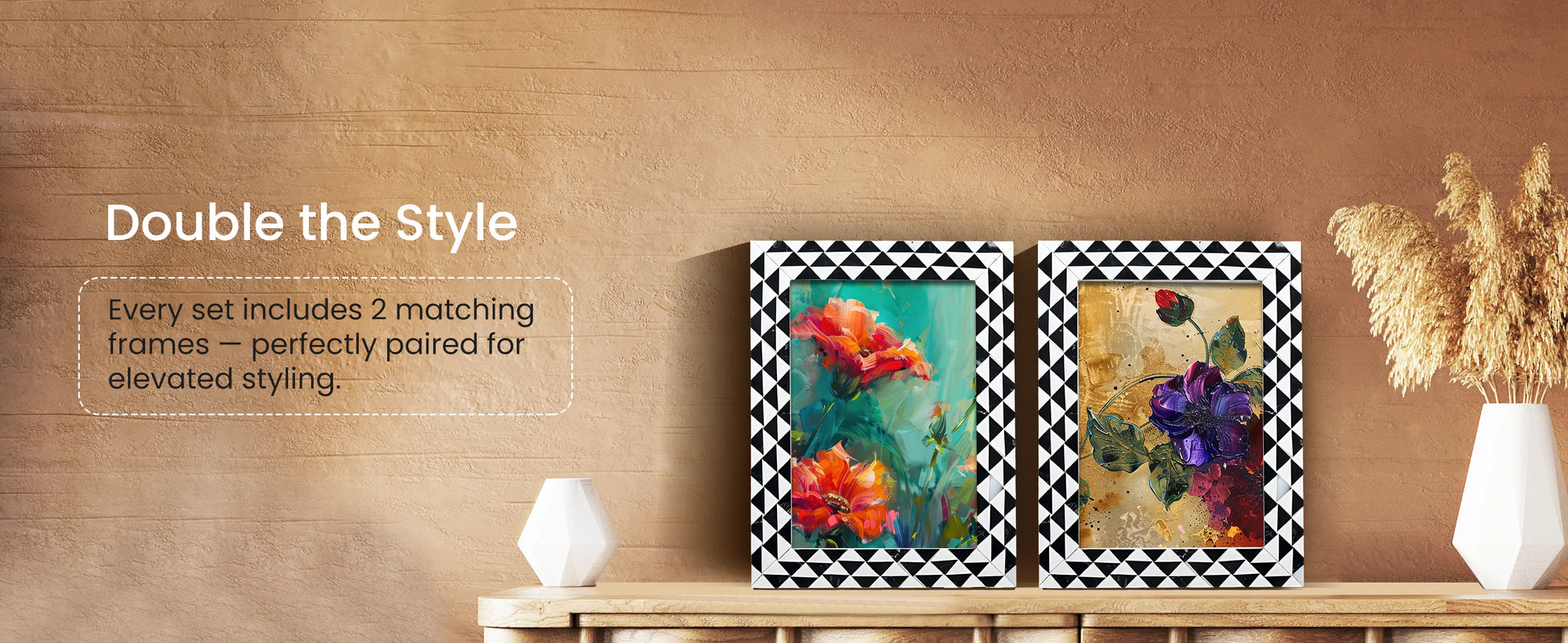 Picture Frames Marquet Prism Pattern Resin Inlay Collection in 8 Sizes, Pack of 2