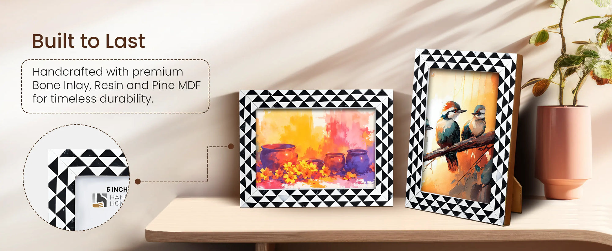 Picture Frames Marquet Prism Pattern Resin Inlay Collection in 8 Sizes, Pack of 2