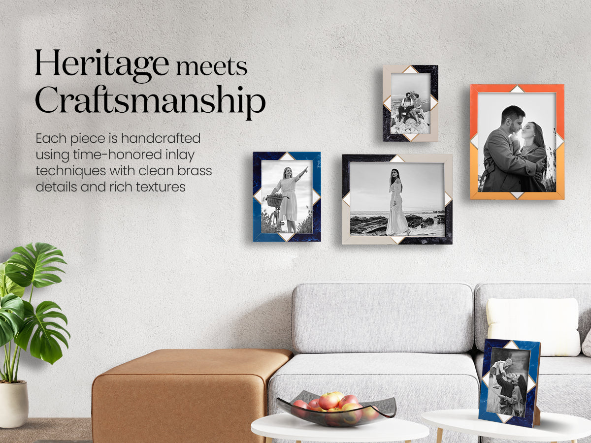 Picture Frames Menton Orange Pattern Resin Inlay Collection, Make to Order - 11x14