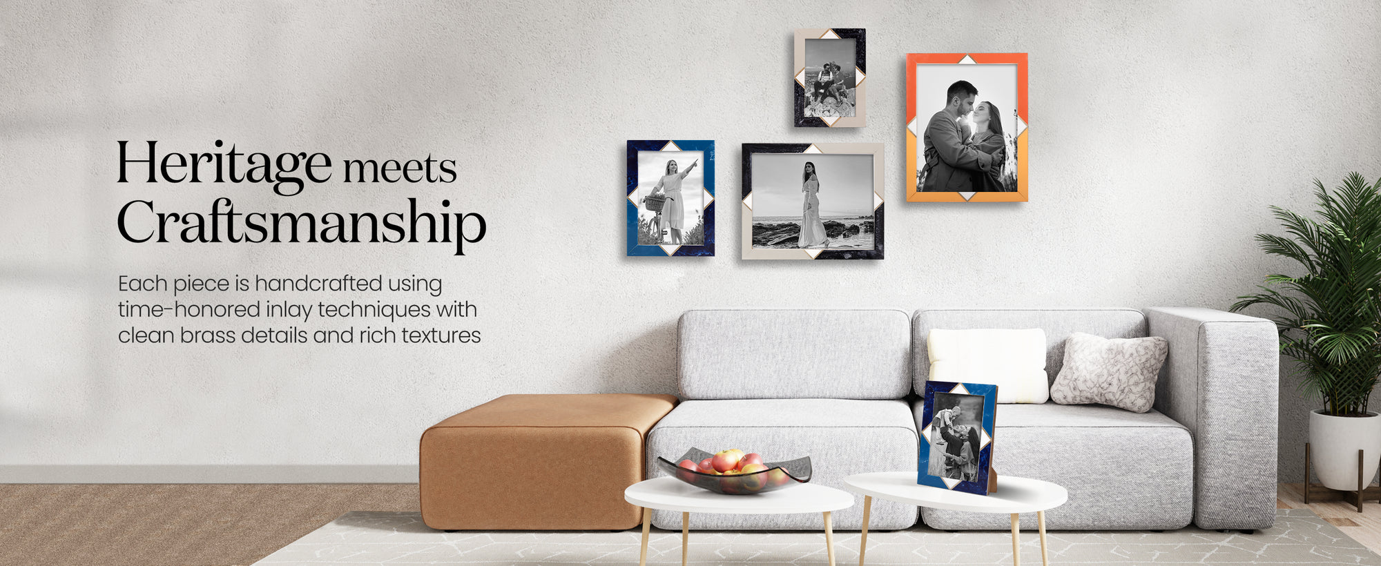 Picture Frames Menton Orange Pattern Resin Inlay Collection in 3 Sizes