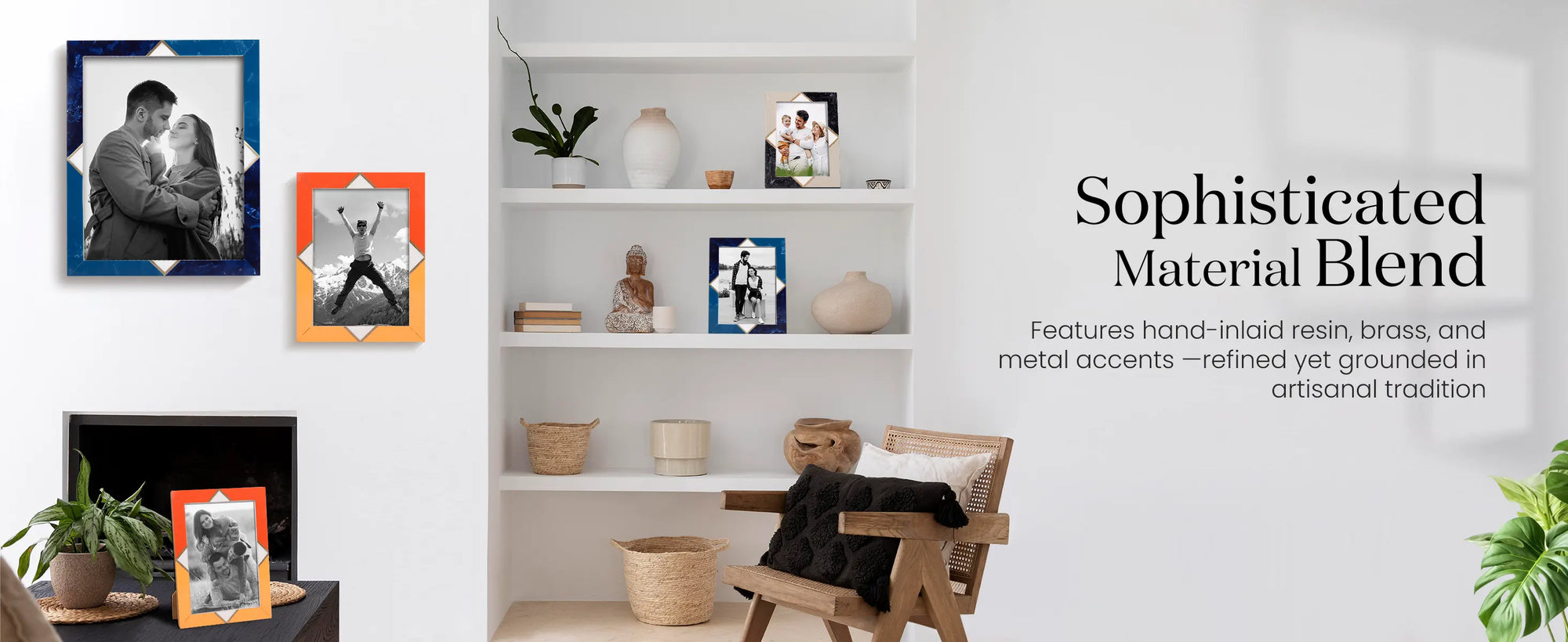 Picture Frames Menton Orange Pattern Resin Inlay Collection in 3 Sizes