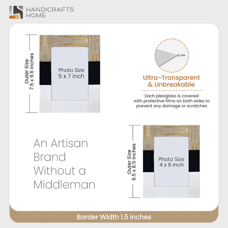 Size Chart for Picture Frames Mondrian Maple Pattern Resin Inlay Collection in 2 Sizes, Make to Order