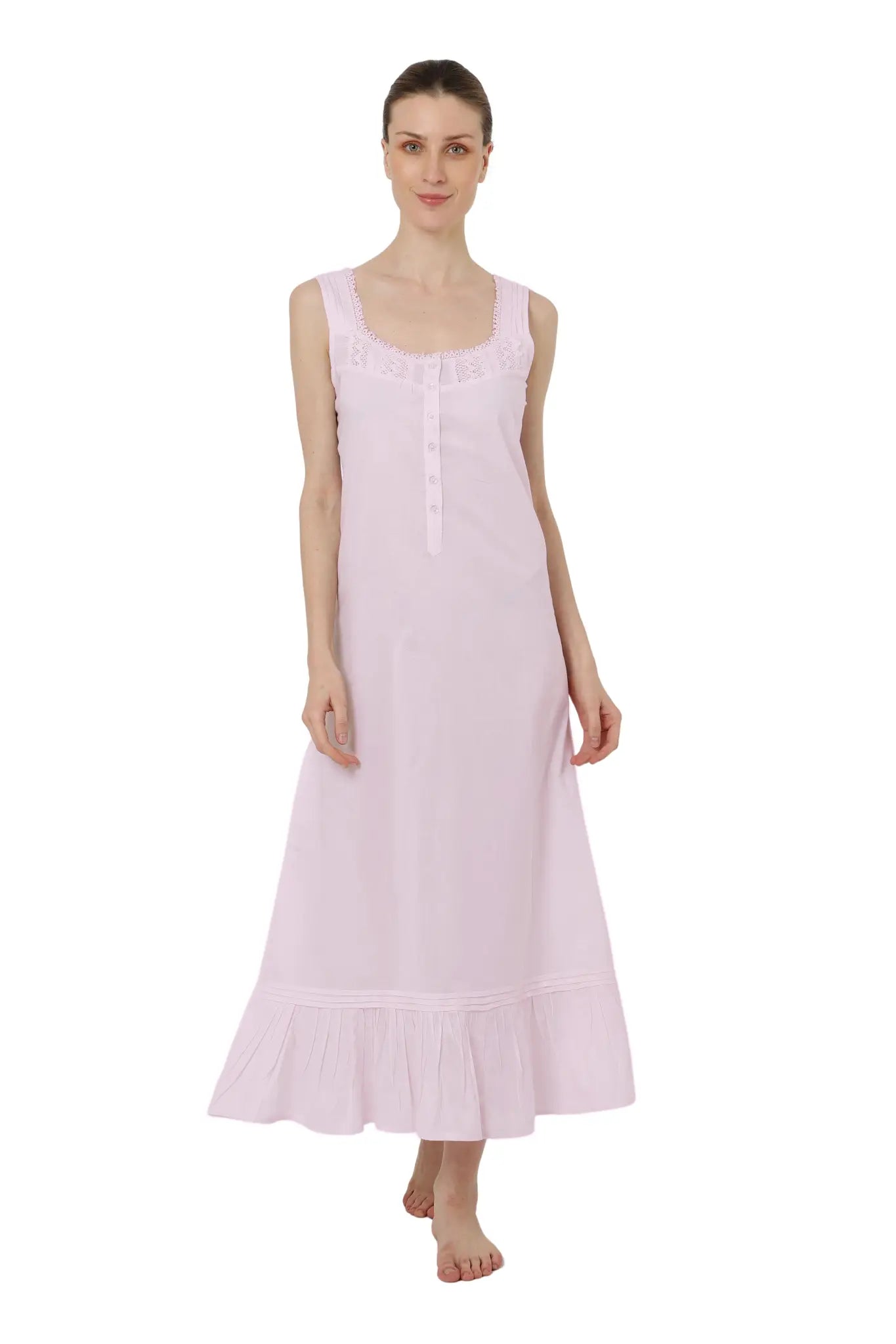 Victorian Style Long Nightgown – Vintage Women’s Nightdress in Pink (Sizes US 6–20)