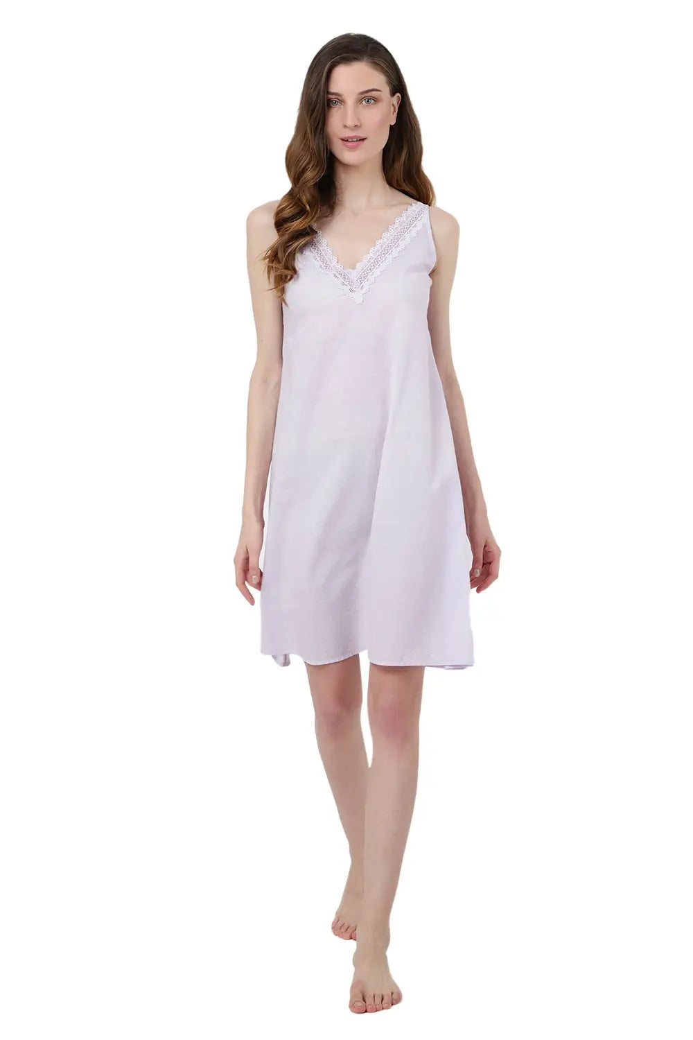 Nightdress for Women-Women's Nightgowns & Sleepshirts for Women Soft Rayon-Women's Nightgowns Sleeveless Sleepwear - V Neck Pullover Short Nightgowns, Lilac, S-3XL