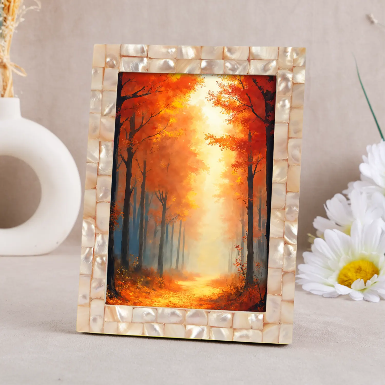 Picture Frames Mother of Pearl Pack of 2 Collection in 3 Sizes, Pink