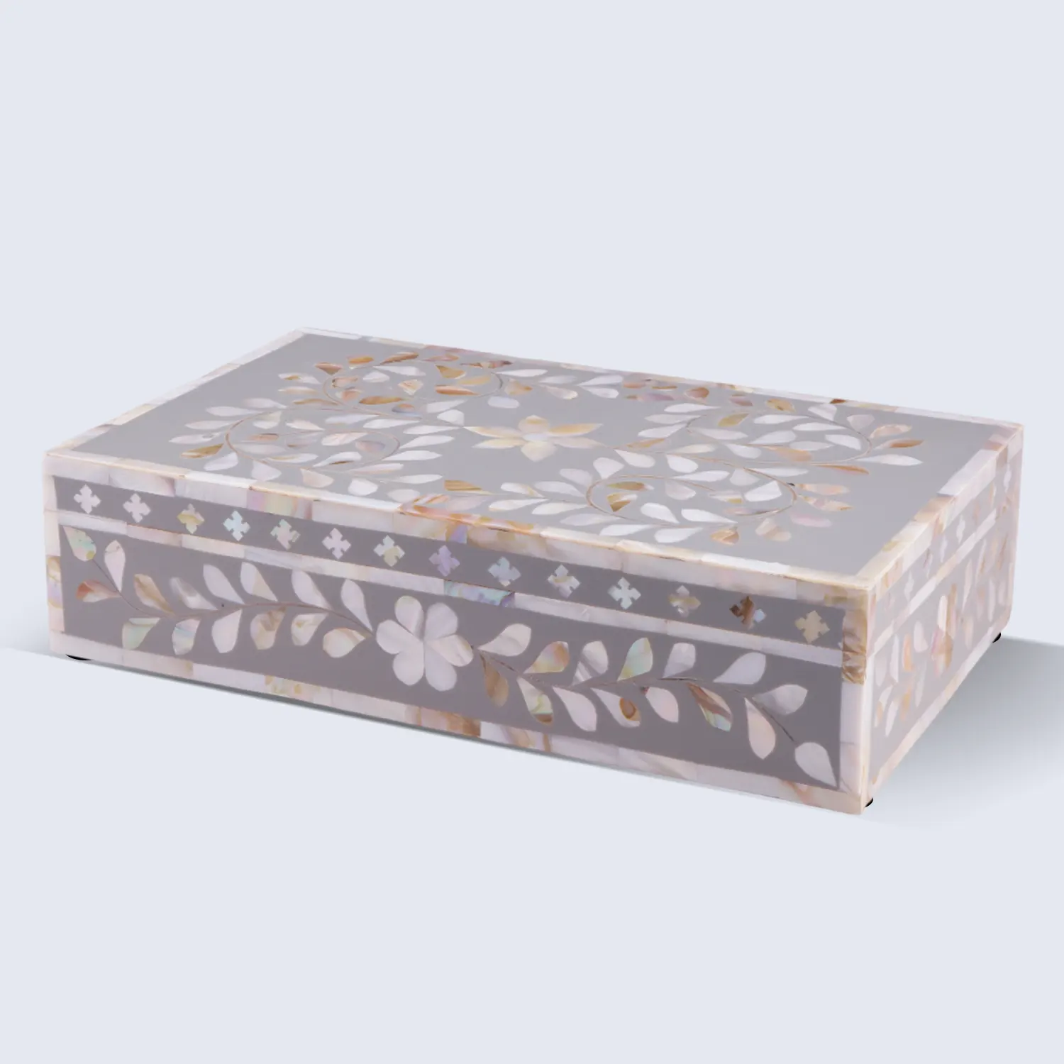 Alhambra Pattern Decorative Storage Box, Mother of Pearl & Resin Inlay in 4 Colors, 10x6x2.5
