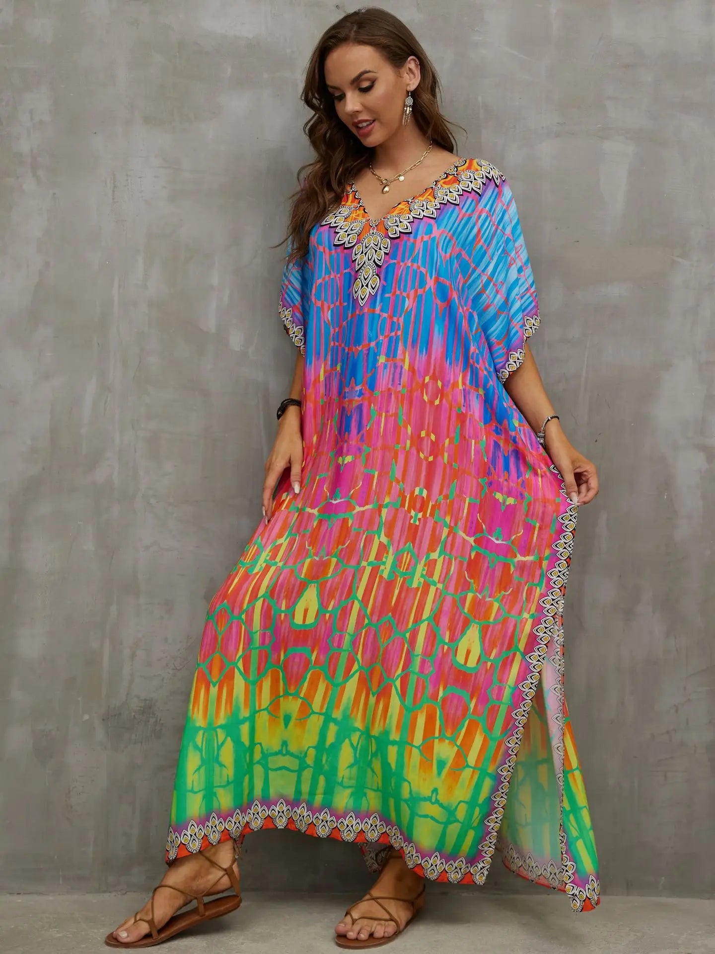Tropical Kaftan Summer Dresses Multicolor, S-3XL