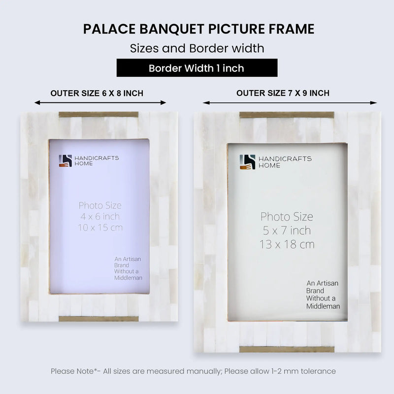 Size Chart for Picture Frames Palace Banquet Pattern Bone Inlay Collection in 2 Sizes