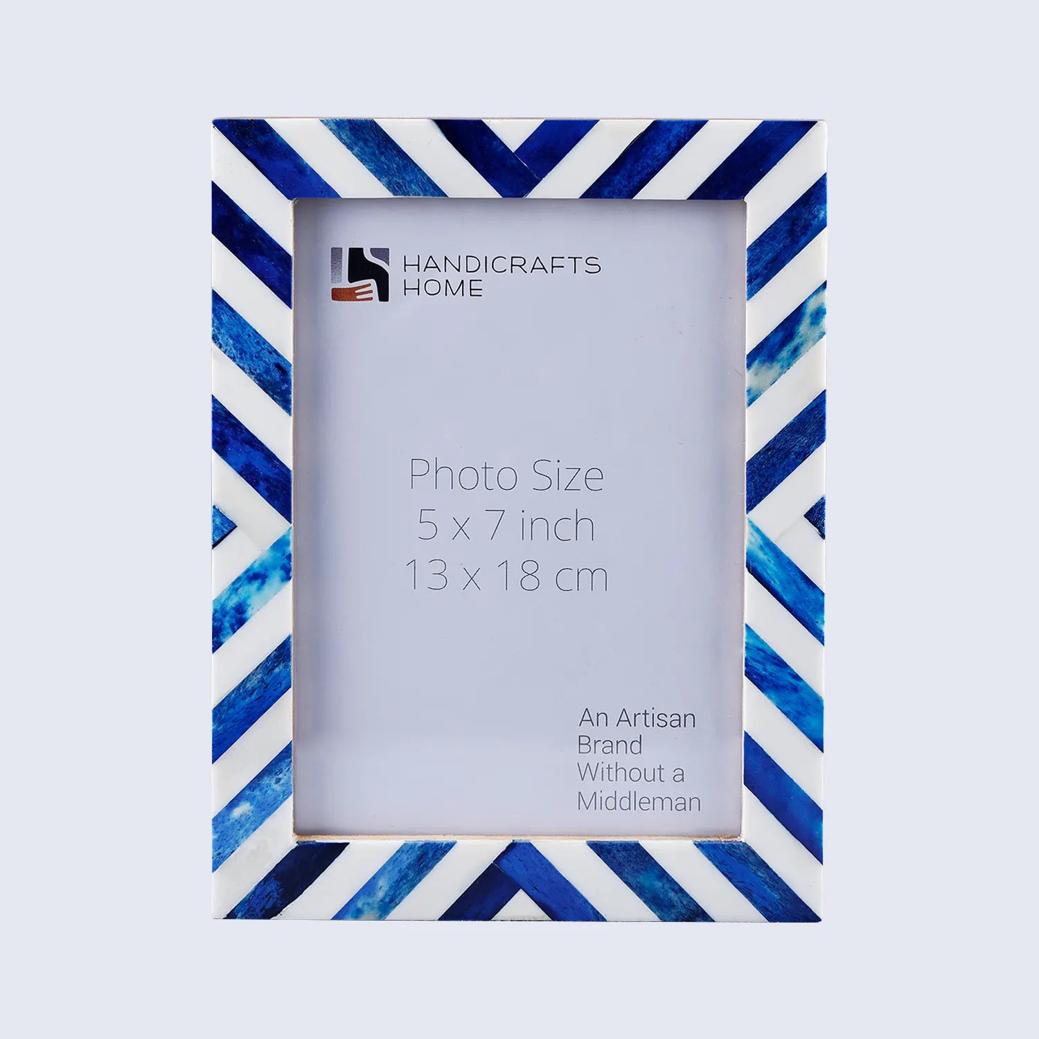 Picture Frames Chevron Pattern Bone Inlay Collection in 29 Sizes, Blue